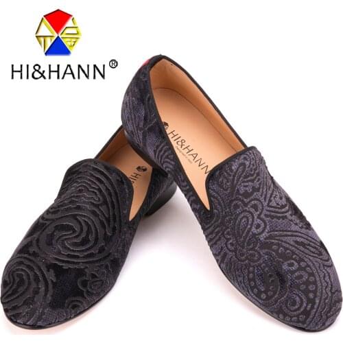 Handmade men Paisley printing velvet shoes with Genuine Leather insole and outsole Banquet and prom mens loafers male flats