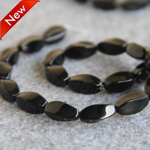 New Fashion 7x15mm black chalcedony beads Round loose girls gift 15" Jewelry DIY making design wholesale