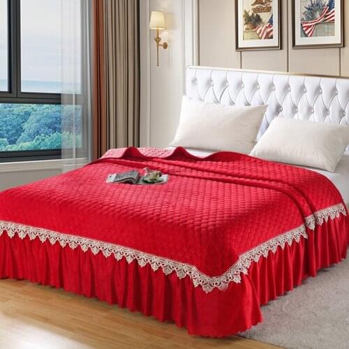 New flannel Quilting bed cover red,green,yellow,blue ,pink,gray,purple Bedspread Bed Sheet Bed Cover