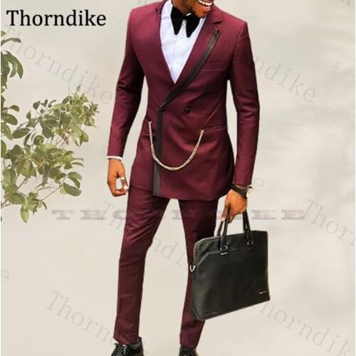 Thorndike Autumn Men Peaked Lapel Suits For Wedding Party Groom Wear Tuxedos Custom Made Casual Male Business Bluzers Sets 2020