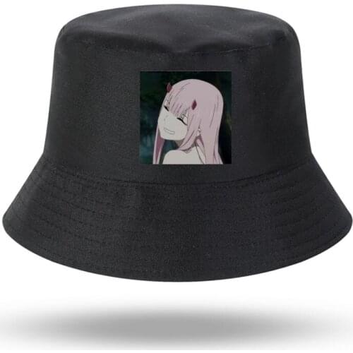 Japan Anime Print Zero Two Men Women Bucket Hat Outdoor Sunscreen Beach Cap Fisherman Hat Fishing Hat Sun Hiking Fishing Cap