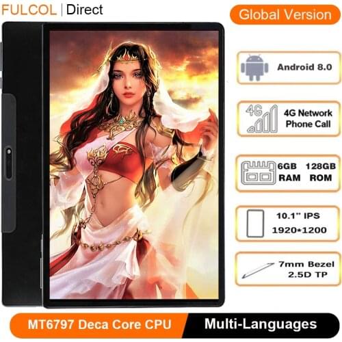 2021 New 10.1 inch Tablet PC MT6797 10 Cores 6GB RAM 128GB ROM Dual Sim 4G LTE Android 8.0 1920X1200 2.5K IPS 5G WiFi Tablets