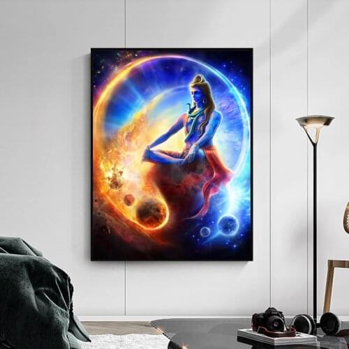 Lord Shiva Hindu Religion Canvas Painting Hindu God Posters and Print Lord Shiva Portrait Wall Art Picture for Living Room Decor