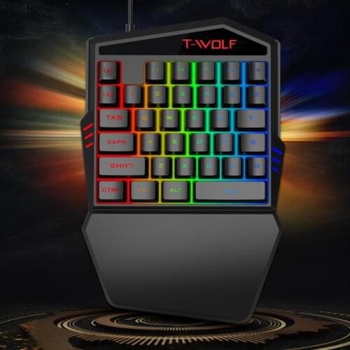 Aygo T19 Wired Keyboard High Response Ergonomic One-handed 35 Keys Gaming Keyboard Small Mini Portable Keyboard for Gamers