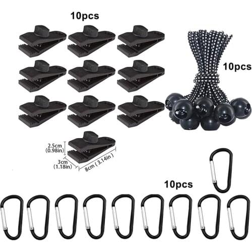 Muti Set Heavy Duty Tent Clip Carabiner Windproof Rope Clamp Awning Pull Point Camp Tent Pegs Hook Barb ClipTent Accessories