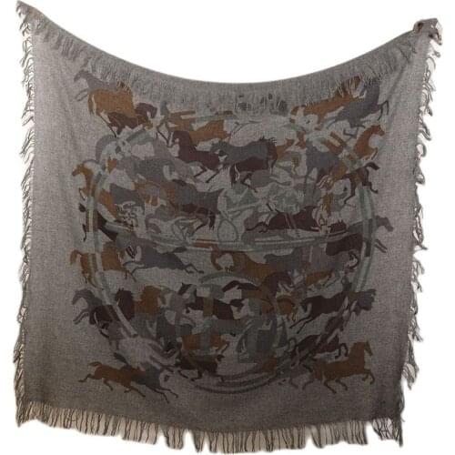 New Autumn/Winter 2021 Cashmere Horseshoe Print Shawl Soft Skin Square Delicate Womens Scarf