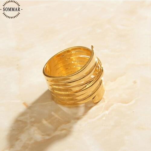 SOMMAR Hot 2020 18KGP Gold Filled size 6 7 Perfume women rings Spiral Cross line Jewelry on the neck wedding