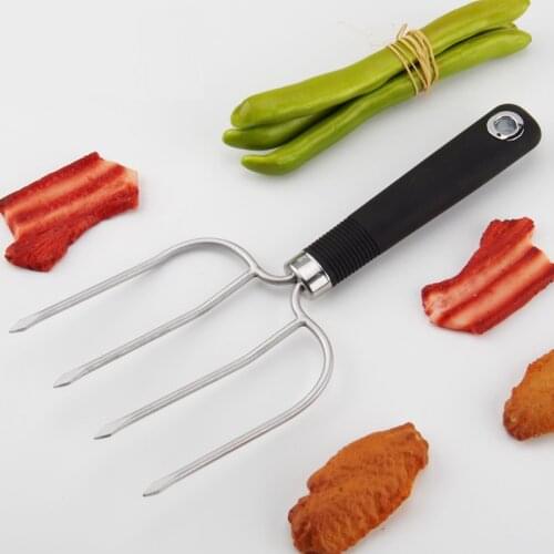 Thicken Meat Rake Outdoor BBQ Grill Forks Rost Meat Kebab Sticks BBQ Stainless Steel Tools Multifunction Roasting Forks 1/2pcs