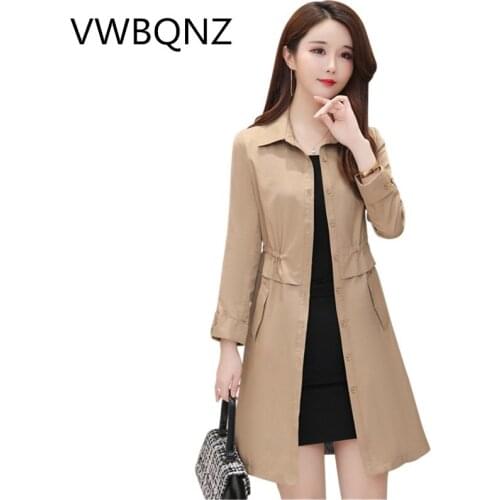 High-end Fashion Brand Women Trench Coat Slim Elegant Ladies Long Coats large size Spring Autumn Windbreaker Casual Tops L-5XL