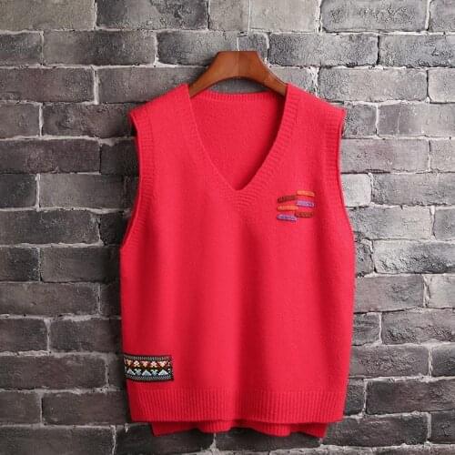 V-neck Knitted Waistcoat For Womens Autumn 2021 New Loose Versatile Sleeveless Sweater Vest Korean Gilet Femme Factory Genuine