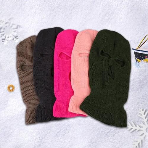 Winter Warm Full Face Cover Motorcycle Ski Mask Hat 3 Holes Balaclava Army Tactical Windproof Knit Beanies Hat Scarf Masks