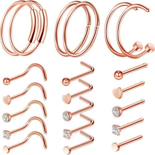 1PC Surgical Steel Nose Ring Round Hoop C/L-Shape Nose Piercing Stud Tragus Ear Cartiliage Helix Piercing Oreja Body Jewelry