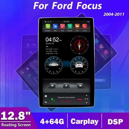 12.8" Tesla Style Android 9.0 Car DVD GPS Radio Navigation Stereo Receiver Player for Ford Focus 2004-2011 Headunit Carplay DSP