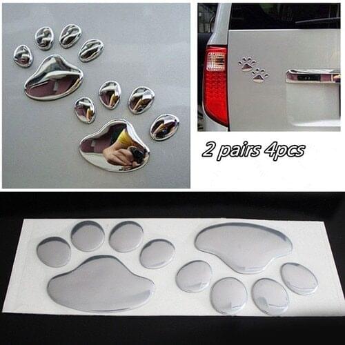 2 Pair Sticker Auto 3D Foot Prints Footprint 3 Mt Aufkleber Auto Aufkleber Silber Gold Window Stickers Dog Claw Stickers