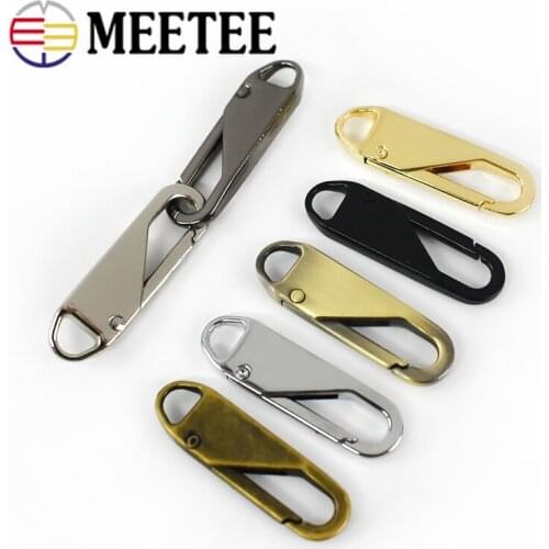 20pcs 11X37mm 3/5/8/10/15# Metal Zipper Pullers Spring Sanp Buckle Removable Zipper Silder Head for Luggage DIY Repair Tools