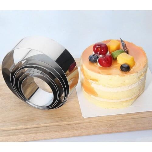 6pcs/lot Cooking Silver Mousse Cake Rings Stainless Steel Round Cake Mold 6-12cm DIY Biscuit Bakeware Tools KX 180