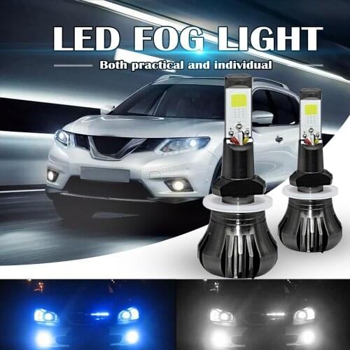 Car Fog Light Dual Color 160W 880 881 LED Fog Light Bulbs 6000K White + 8000K Ice Blue Colors Strobe Lamp Bulb COB Bulb Kits