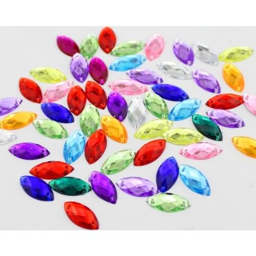 100pcs/Lot 9*18mm Shiny Sewing Rhinestones For Clothing Accessories Flatback DIY Strass Crystal