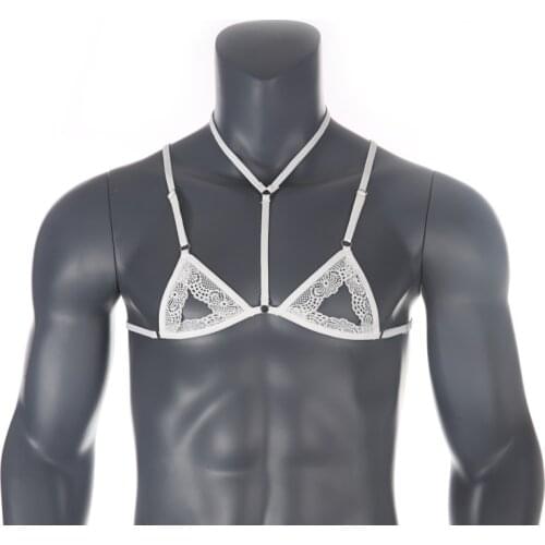 Sexy Lace Male Bralette Bras Transparent Ultra-thin Sissy Lingerie Bra for Man See Through Embroidery