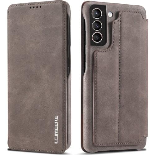 Folio Case for Samsung S21 FE Vintage PU Leather Magnetic Card Holder Wallet Phone Case Cover for Galaxy S21 S20 FE A12 A52 A72