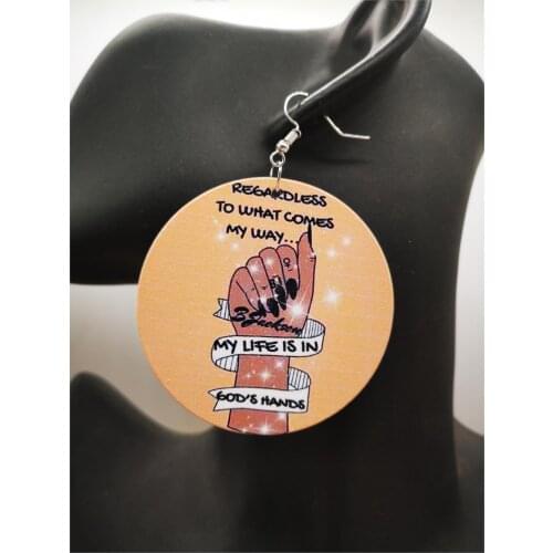 2020 My life is in gods hand Wooden Earrings