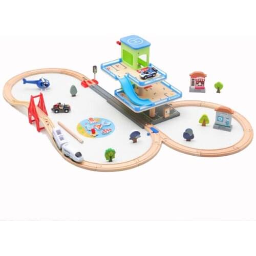 Wooden Railway Car Track Lifts Wooden Train Track Parking Compatible With Biro Track Toys For Kids Inertial Hand Sliding Toy