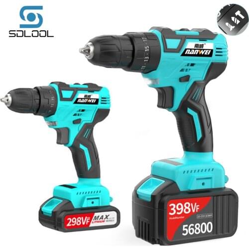 298/398VF Electric Drill Multifunction Impact Drill for Stone Metal Drilling 21V Wireless Lithium Battery With Accessories