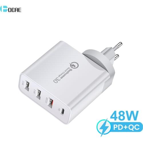FDGAO 36W Quick Charge 3.0 Dual USB PD Charger QC3.0 for iPhone 12 X 8 Phone Wall Type C Fast Charging Adapter For Huawei Xiaomi