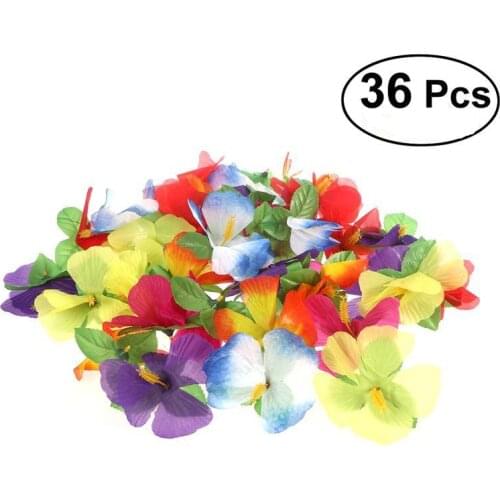 36pcs Hawaiian Artificial Flowers Hibiscus Flowers for Tabletop Decoration Party Favor Party Decoration Confetti Party Favors