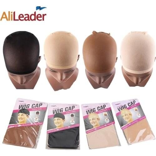Alileader 2Pcs High Quality Wig Cap Brown Stocking Cap To Christmas Cosplay Wig Caps Stocking Elastic Liner Mesh For Making Wigs