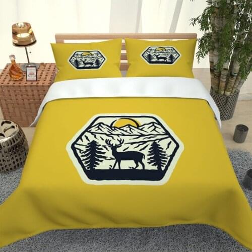 Hot style 3D digital deer printing 100% Polyester bedding set 1 duvet cover + 1/2 pillowcases bed in a bag US/EU/AU size
