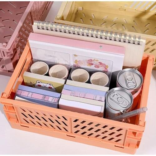 Storage Basket Collapsible Large Capacity Plastic Foldable Home Crate Box for Daily Used