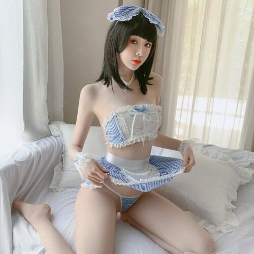 Lace Tube Top Skirt Suit Women Porn babydoll Sex Game Costumes Japanese-style Cute Maid Set Sexy Seduction Maid Cosplay Uniform