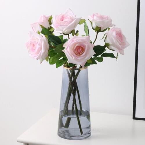 Latex Real Touch Fake Rose Flowers Nordic Dining Table Home Decor Pink White Moisturizing Artificial Roses Wedding Decoration