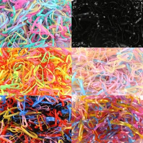 Small 2000 PCS/bag Child Baby TPU Hair Holders Rubber Bands Elastics Spring/Summer/Rainbow/Jelly/Fluorescence Color Good Qualit