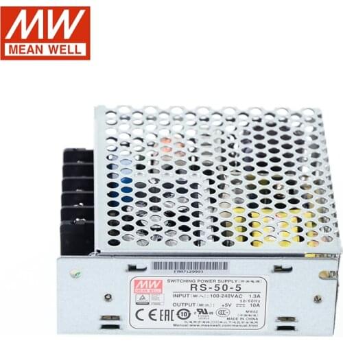 MEAN WELL RS-50-5 50W 5V Switching Power Supply 110V/220V AC to 5V DC 10A Power Unit 5G Viberation Compact Size