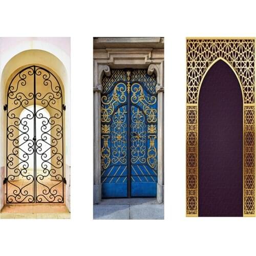 2pcs/set 3d Muslim Creative Door Sticker Arabic Style Personalized Wooden Door Family Muslim Decoration Sticker Door Poster