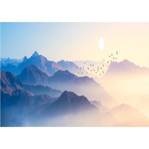 Sunsets Natural mountain Brid Could Landscape Abstract Canvas Painting Posters and Prints Wall Art Picture for Living Room