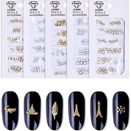 New Nail Accessories 6 Cases of Mixed Metal Hollow Out Ocean Wind Retro Cross Alloy Accessories Manicure Decoration Charms