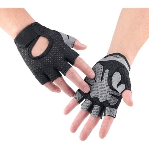 Riding Gloves Mens and Womens Spring Summer Fitness Anti-skid Barbell Bike Half-Black Half-Fingers Gloves