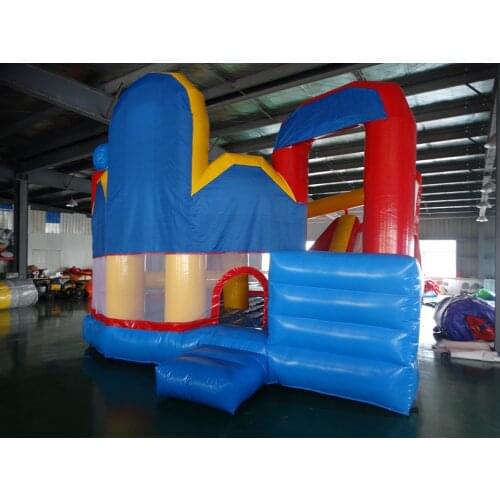 PVC Popular amusement park ride big trampolines bounce house and slide combo kids playground equipment