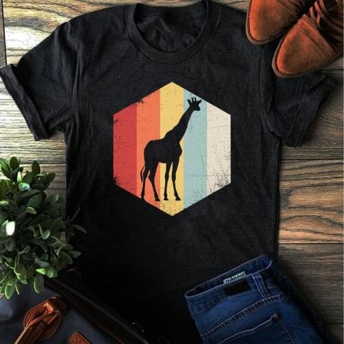SALE Giraffe Retro Distressed Style Gift for Color printing Unisex Tee 100% Cotton Plus Size Short Sleeve Top Tees Streetwear