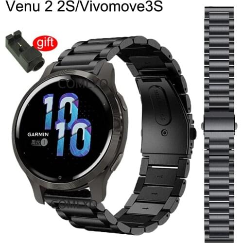 Adjustable Metal stainless steel band for Garmin Venu SQ 2 2S smartwatch strap for Garmin vivomove 3S vivoactive 4S bracelet