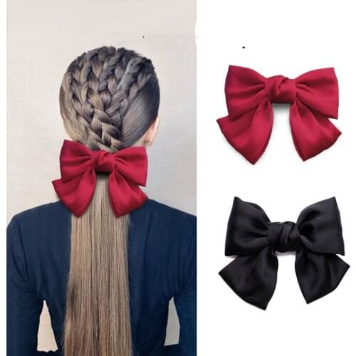 Solid Color Big Barrette Bow Hair Ties Sweet Hairpins for Girls Hair Clip for Women Elastic Hair Rope Hairgrip Hair Accessories