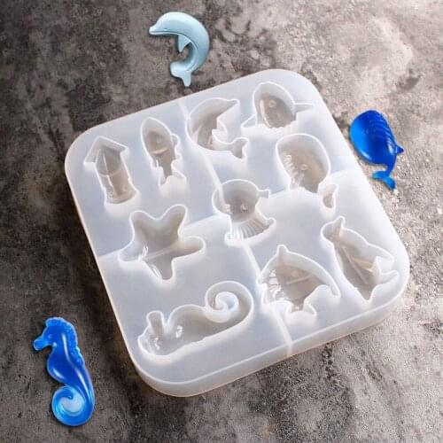Ocean Series Silicone Mould DIY Starfish Hippocampus Penguin Animal Shape Mirror Mould Epoxy Jewelry Accessories Mould