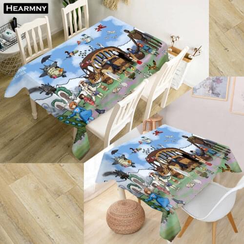 Totoro Tablecloth Waterproof Oxford Fabric Square/Rectangular Tablecloth For Wedding Table Cloth TV Covers 90X90cm,140X200cm