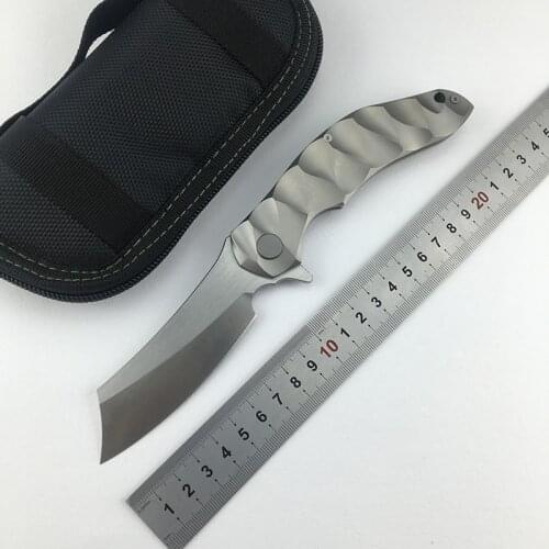 NKAIED Flipper knife folding knife D2 blade TC4 titanium alloy handle ball bearing camping outdoor fruit knife EDC tool
