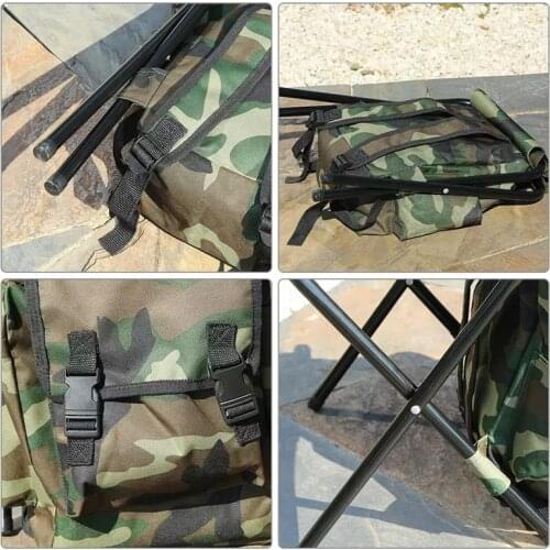 Foldable Fishing Chair Backpack Camouflage Oxford Cloth&Metal Tube Portable Fishing Equipment Camping Hiking Multifunction Stool