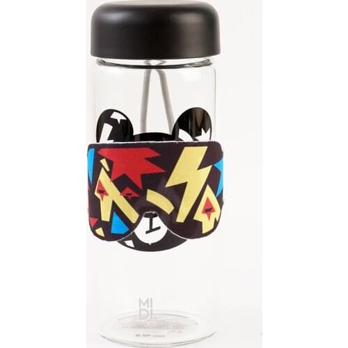 300ML Glass Heat-Resistant Juice Cup Trendy Sticker Sports Bottle Leakproof Water Bottle for Fitness Gym Drink Bottle Kettle