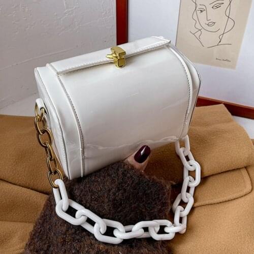 Luxury Patent Pillow Bag Acrylic Chain Handbag 2021 Fashion Small Candy Color Box Bag Shoulder Bag Crossbody Bag